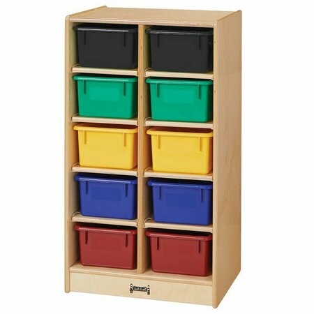 JONTI-CRAFT Birch Cabinet with Colored Trays, 20'' x 15'' x 35 1/2'', Mobile, 10-Cubbie Wood Storage 5310611